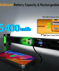 Rechargeable Magnetic 3200LM LED Work Light with COB Panel 5400mAh Battery Cordless Underhood Auto Garage Light with Hooks charging
