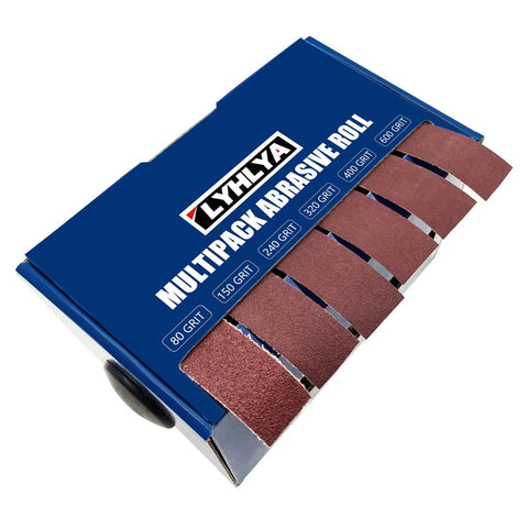 Assorted Sandpaper Rolls Kit 1 In X 19.7 Ft Emery Cloth Dispenser Pack Grits 80 150 240 320 400 600 for Woodworking and Metal Polishing