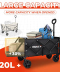 Foldable Tailgate Wagon Cart With Wheels Lightweight 12 Lb Utility Wagon with large capacity, black expandable design, and 120L storage.