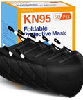 Kids KN95 Face Masks 5 Ply Pack 50 Count For Children With Elastic Ear Loops And Soft Sponge Nose Bridge Kid Friendly Black