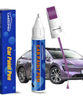 Purple Car Touch Up Paint Pen For Deep Scratches And Auto Scratches Easy To Use Car Scratch Repair Tool That Fixes Chips Dings And Rust Onion Purple Shade For Quick DIY Paint Touchups displayed with packaging and purple car.