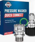 Front view of M22 To Three Eighths Quick Connect Set For Pressure Washers Stainless Steel Fittings And Adapter Kit