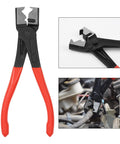 4 Piece Hose Clamp Pliers Set With Long Reach Wire Spring Hose Removal Tool Pinch Pliers for car maintenance shown in use.