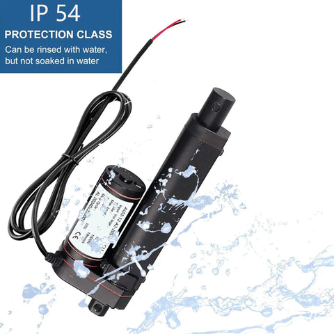 12V 4 Inch Linear Actuator With Beefy 330 Pounds Push Pull, 10 Millimeters Per Second, Waterproof IP54 Heavy Duty Electric Actuator, water splash effect