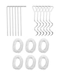 Stakes and ropes set for Heavy Duty 10 By 19.2 Ft Pop Up Canopy Tent For Parties And Events, including metal stakes and white ropes.
