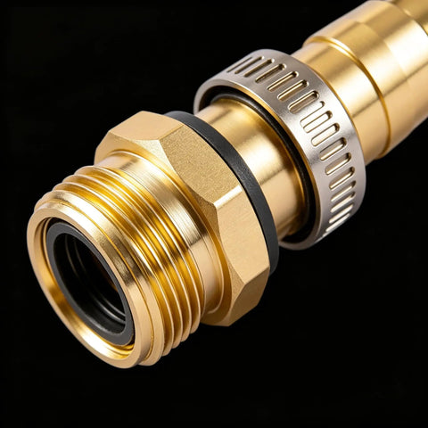 Heavy Duty 6 Piece Garden Hose Repair Kit With Brass And Aluminum Fittings For 5/8 Inch And 3/4 Inch Hoses Fix Drips And Leaks Fast Without Calling Pros For Your Outdoor Yard Irrigation System brass hose fitting with clamp and gasket