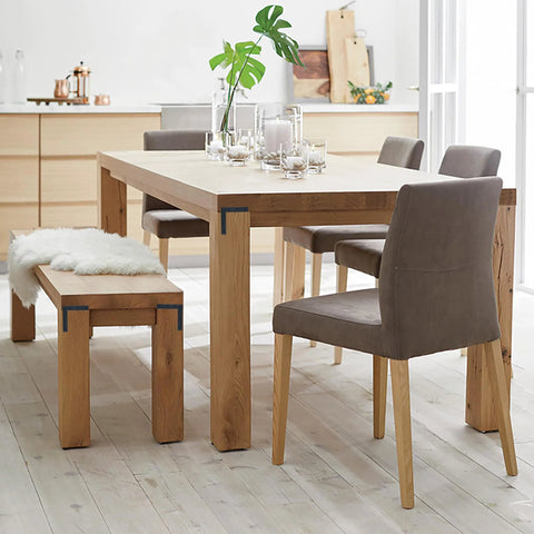 Dining set featuring wooden table and chairs using Flat L Brackets For Wood 120x120mm Stainless Steel Corner Braces Durable Matte Black Finish.