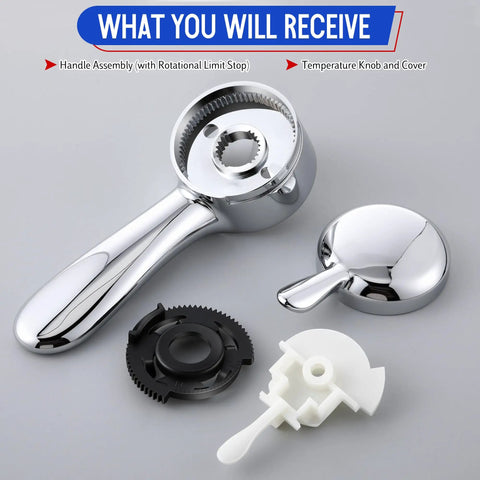 Slick Chrome Metal Lever Handle Kit For Delta 17 Shower Valve Swap Dual Function Faucet Control parts including handle assembly.