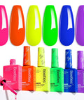Neon Gel Nail Polish Set With 6 Bold Neon Colors Tropical Mood HEMA Free Soak Off UV LED Rainbow Bright Summer Manicure 15ML Each