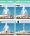All In One Solar Fountain Pump Kit For Bird Bath And Pond With Separate Solar Panel One Point Eight Watt Four Nozzles