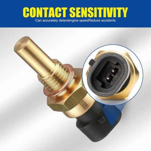 Sodcay car engine temperature sensor with plug, gold metal body, Delphi OEM-compatible ECT sensor, 1-pack