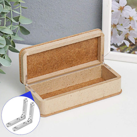 Open wooden box with 6 Pieces 90 Degree Small Hinges For Wooden Jewelry Boxes With 24 Screws Silver Zinc Alloy Hardware Perfect For DIY Projects And Box Repairs On Jewelry Chests Cabinets And Small Boxes inset