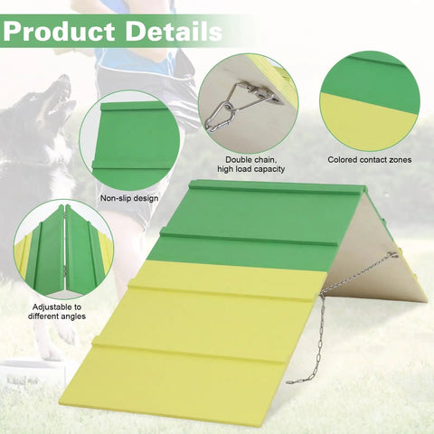 Dog Agility A-Frame Ramp for Backyard Training Non Slip Outdoor Agility Equipment 74.8 by 18.9 Inch features and details