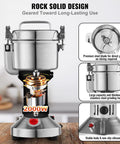 Beast Power 2000W Electric Grain Mill Grinder with stainless steel body and 750g capacity for dry grains and spices