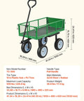 Beast Mode 500 Lbs Garden Cart With Seat, 2-In-1 Wagon And Stool, green cart with 10-inch flat free wheels and adjustable handle
