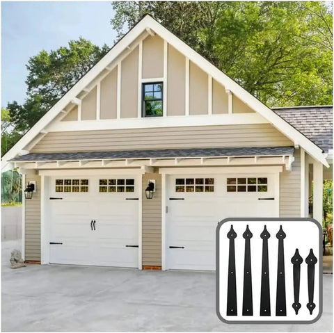 Old School Steel Door Hardware Kit With Carriage House Hinges And Handles on white garage doors