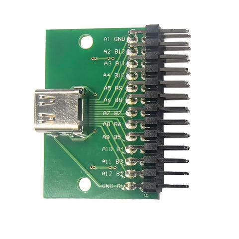 USB 3.1 Type C 24 Pin Breakout PCB Board 4 Piece Set Dope For Prototyping And DIY Power Supply Breadboard Projects With Labeled Pins.