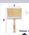 6 Inch Deck Stain Brush With Wooden Handle For Smooth Even Coverage On Wood Decks And Outdoor Surfaces A Big Paint Brush Built For Stains Sealants And Everyday Woodwork, shown vertically with dimensions