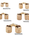 Two Pack Brass Cylindrical Concealed Cabinet Hinges For Easy Install Quiet Smooth Operation 180 Degree Adjustable Ideal For Cabinets Closets Cupboards And Furniture Hardware shown in multiple sizes with measurements
