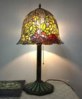 Tiffany Style Rose Stained Glass Table Lamp For Living Room Or Bedroom, 24 Inch Tall Farmhouse Desk Lamp With LED Bulb Included