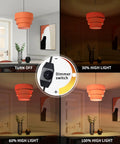 Orange Plug In Pendant Light With Three Tier Mid Century Modern Linen Shades Stylish Hanging Chandelier dimmer switch and lighting options