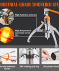 Front view of VEVOR hydraulic gear puller, 12-inch jaw, 15-ton capacity, orange handle with case