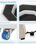 Non-slip surface mat and 360° rotatable rubber casters from 11 Piece Appliance Mover Kit With Heavy Duty Carbon Steel Pry Bar And Silent Roll Dolly Sliders.