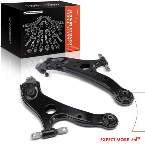 Front Lower Control Arm With Ball Joint And Bushing For Toyota Sienna 2011 2012 2013 2014 2015 2016 2017 2018 2019 2020 Front Left And Right Driver And Passenger Side Replacement Easy Install Premium Aftermarket Quality black steel pair with box