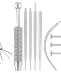 Piercing Taper Grabber Tool For Changing Jewelry 18G Flat Back Earrings Applicator Kit with stainless steel components shown.