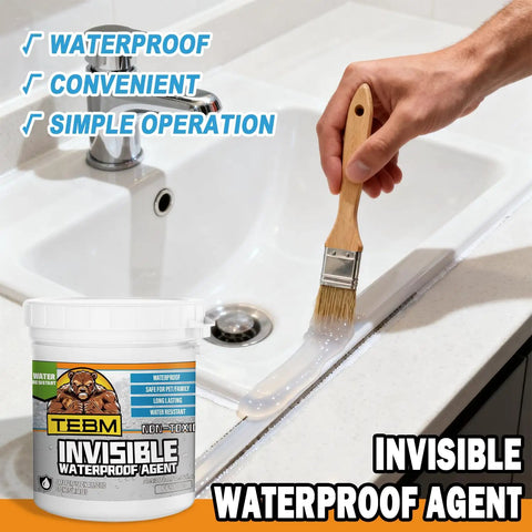 Rock Solid Invisible Waterproof Sealant And Liquid Rubber Coating For No Fuss Indoor Outdoor Leak Fix Crystal Clear being applied with a brush.