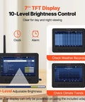 7 In 1 Wi Fi Solar Weather Station With 7 Inch Color Display showcasing settings and weather records