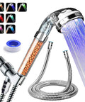 Led Shower Head With Hose And Arm Bracket Delivers High Pressure Filtration For Dry Skin And Hair Loss Handheld Design