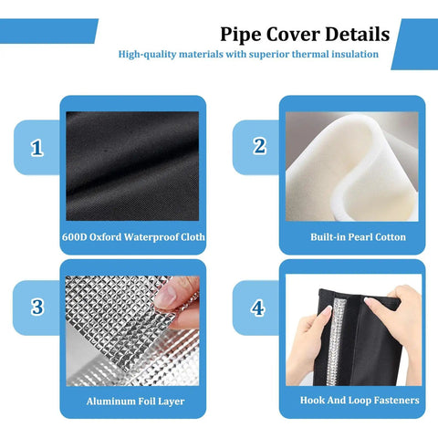 4 Layer HVAC Copper Pipe Insulation Cover For Outdoor Use with 600D Oxford, pearl cotton, aluminum foil, hook and loop fasteners