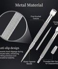 Top Shelf Tungsten Carbide Pocket Scriber showing fine knurled texture and sharp tapered needle for engraving metal, glass, or ceramics.