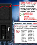 Back view of Ceiling Fan Remote Control Replacement showing FCC ID compatibility and 304.25MHz frequency details.