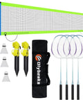 Outdoor Badminton Net Set For Backyard And Beach Play With A Dope 20 Foot Long 3 Foot High Anti Sag Net Four Aluminum Rackets Three Shuttlecocks Carry Bag Easy Setup And Portable Family Fun Kit displayed
