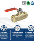 1 Inch Push Fit Ball Valves 5 Pack Brass Full Port Leak Free Shut Off With Push To Connect Design NSF ANSI 61 Certified PEX