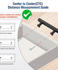 10 Pack Matte Black 3 Inch Hole Center Cabinet Handles installation guide with measure center-to-center instruction.