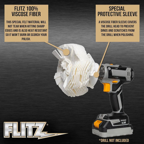 Buff Ball Kit With 1.76 Ounce Metal Polish Paste For Five Inch Drill Buffer Polisher Attachment showing drill not included