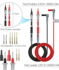 Electrical Multimeter Test Lead Kit 24Pcs With Test Extensions, Probes, Tips, Alligator Clips, Banana Plugs, Volt Clamp Meter Leads