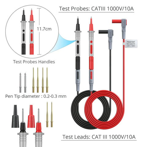 Electrical Multimeter Test Lead Kit 24Pcs With Test Extensions, Probes, Tips, Alligator Clips, Banana Plugs, Volt Clamp Meter Leads