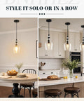 BNHHLZ Seeded Glass Pendant Light for Kitchen Island, Matte Black Teardrop Hanging Light Fixture, Adjustable Cord over dining table and kitchen island.