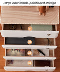Solid Wood Storage Cabinet With Lockable Drawers For Home And Office displaying open drawers filled with documents