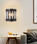 4 Light Crystal Bathroom Vanity Light Bar In Black Over Mirror, Modern Industrial Glam For Farmhouse Villa Resort Hotel Bathroom, G9 Base Bulbs Not Included, wall-mounted in living room