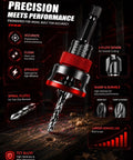 Hassle Free Premium Countersink Drill Bit Set With Adjustable Depth Stopper for wood drilling with TCT alloy design and precision features.