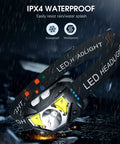 Ultra Lightweight Hands Free Rechargeable Headlamp With White And Red LEDs, Waterproof Motion Sensor Head Torch, 2 Pack