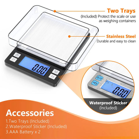 High Precision Jewelry Scale With 0.01g Accuracy And 1000g Capacity Portable Digital Gram Scale for Gold Silver Bullion Coins Gems
