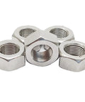 Five Pack M12 Hex Nuts With 1.0mm Pitch In Stainless Steel 304 Fine Thread Metric Hardware Silver Finish 19mm Wide 10mm Thick