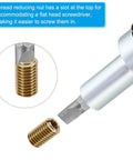 Brass threaded repair insert nuts, 8 pcs, M6xM4x20mm, slotted sleeve reducers for flat-head screwdriver use.