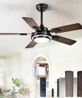 Top Shelf 42 Inch Ceiling Fan With Led Light And Smooth Quiet Motor Reversible Walnut Blades Remote Control Operation Indoor Outdoor